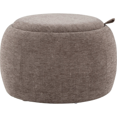 Tray Pouf Ottoman in Natural Wood & Brown Fabric